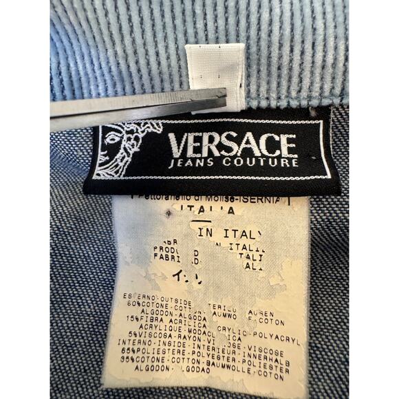 Versace Jeans Couture VTG Womens Blue Button Corduroy Collared Basic Jacket M - Picture 9 of 16